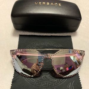 Versace pink mirror stud sunglasses